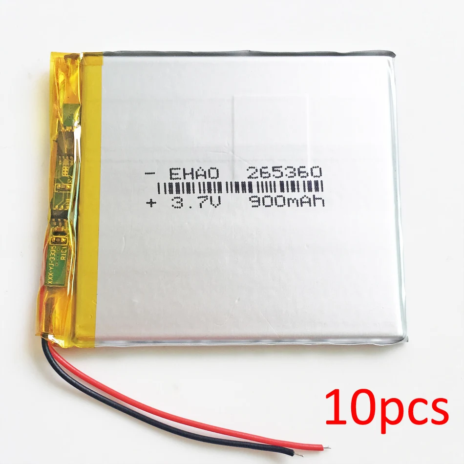 10 PCS 265360 3.7V 900mAh Lithium Polymer Li-Po Rechargeable Battery Cells For Mp3 Camera GPS PSP Smart Watch Speaker Recorder
10 PCS 265360 3.7V 900mAh Lithium Polymer Li-Po Rechargeable Battery Cells For Mp3 Camera GPS PSP Smart Watch Speaker Recorder