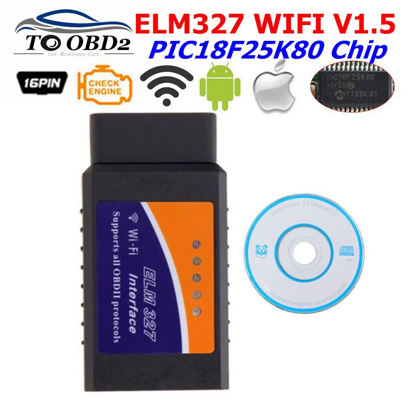 Автомобильный сканер ELM327 с поддержкой Wi-Fi V1.5, чип PIC18F25K80, OBDII, работает с системой Android Torque/iOS/Windows ELM 327, поддерживает все протоколы OBD2
Автомобильный сканер ELM327 с поддержкой Wi-Fi V1.5, чип PIC18F25K80, OBDII, работает с системой Android Torque/iOS/Windows ELM 327, поддерживает все протоколы OBD2