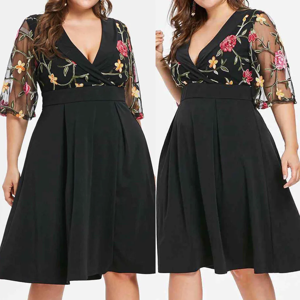 35# Fashion Floral Printing Dress Women Casual Short Sleeve Plus Size Dress Solid Applique V-neck Party Wear Vestido De Mujer
35# Fashion Floral Printing Dress Women Casual Short Sleeve Plus Size Dress Solid Applique V-neck Party Wear Vestido De Mujer