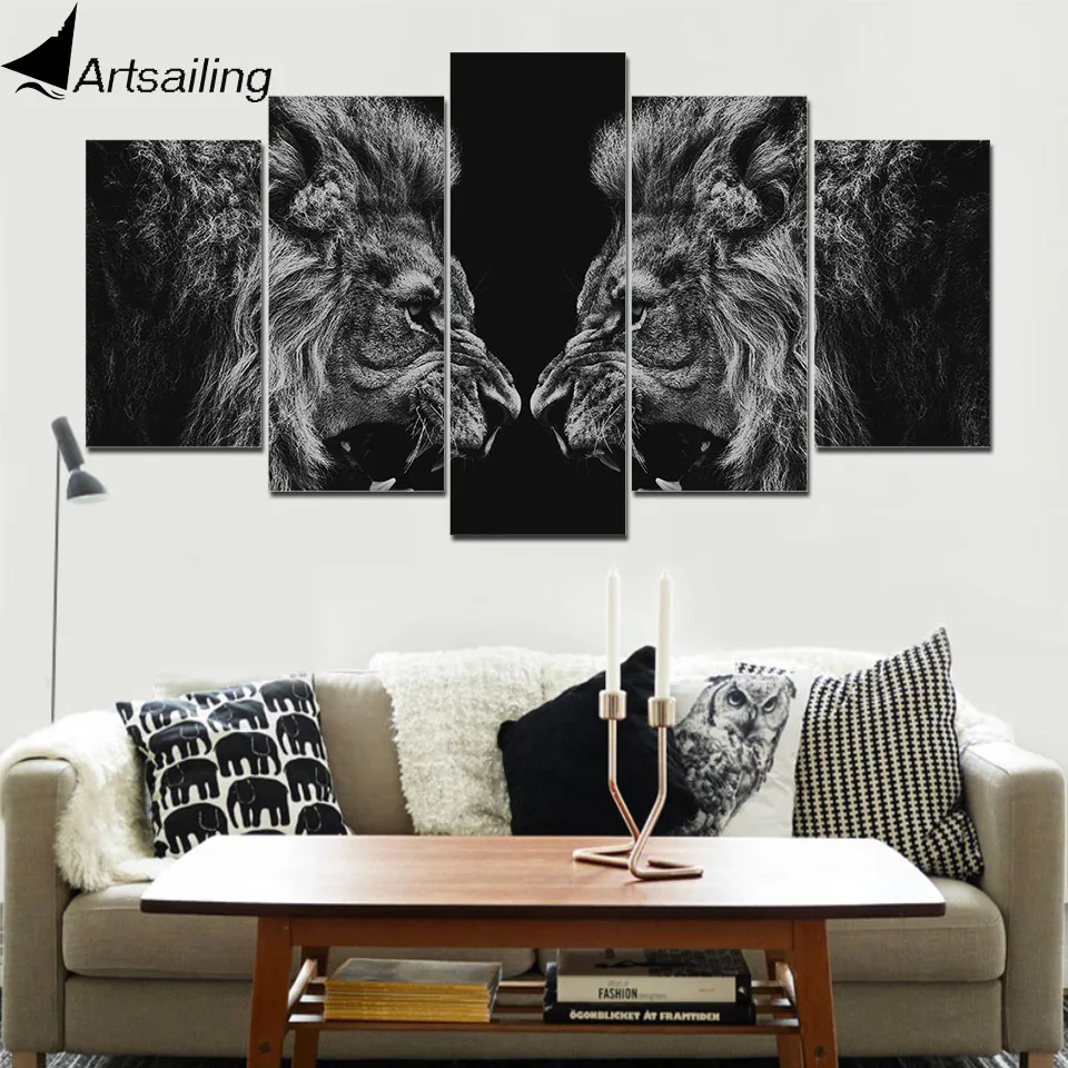 ArtSailing 5 panel wall art on canvas 2 fighting Black and White Lion home decoration accessories modern Poster Framed NY-5974
ArtSailing 5 panel wall art on canvas 2 fighting Black and White Lion home decoration accessories modern Poster Framed NY-5974