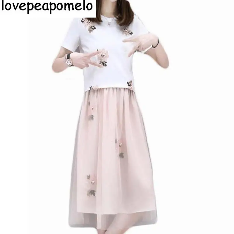 lovepeapomelo2018 Women Summer 2pcs Skirt+Tshirt Set Retro Pearl Beading Embroidery T-Shirts Female Mesh Skirt Long Fashion D350
lovepeapomelo2018 Women Summer 2pcs Skirt+Tshirt Set Retro Pearl Beading Embroidery T-Shirts Female Mesh Skirt Long Fashion D350
