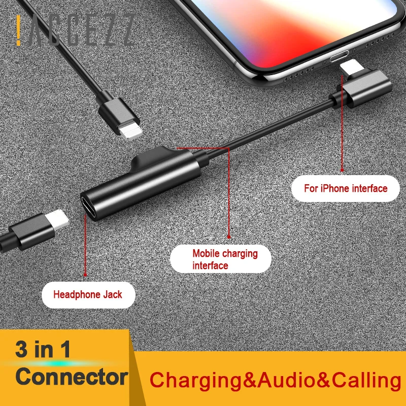 ! ACCEZZ 2 в 1 зарядный аудио адаптер для iphone12 11X8 7Plus IOS 10 3/11 двойной разъем зарядки