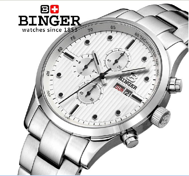 Switzerland men's watch luxury brand Wristwatches BINGER Quartz full stainless male watch steel waterproof 100M BG-0401-5
Switzerland men's watch luxury brand Wristwatches BINGER Quartz full stainless male watch steel waterproof 100M BG-0401-5