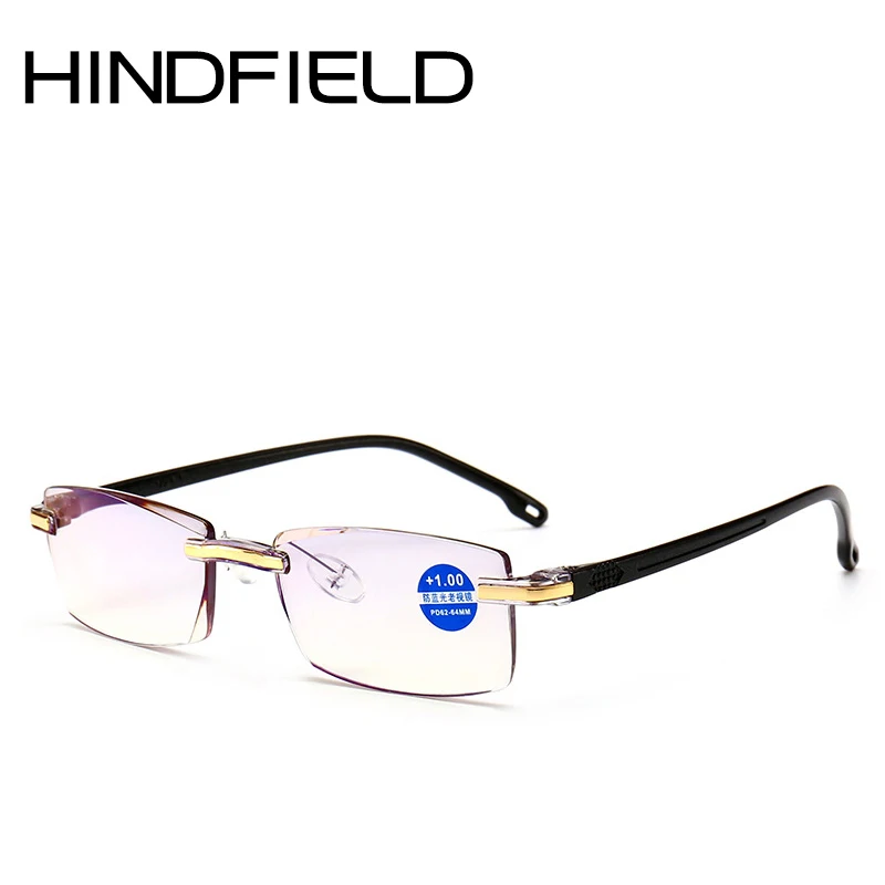 Hindfield Blu ray очки TR90 ультралегкие для чтения мужские без оправы + 100 400 O675|Мужские