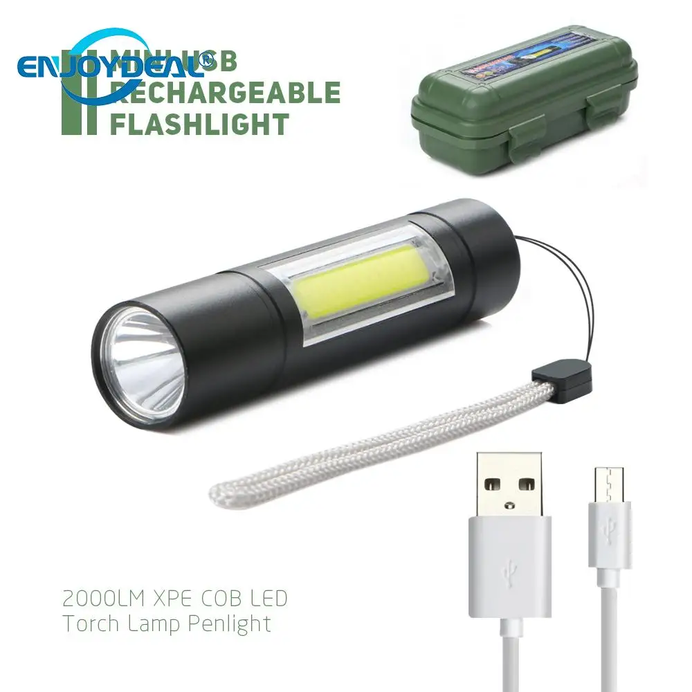 

USB Rechargeable Mini COB Flashlight 2000LM XPE COB LED Flash Light Torch Lamp Lanterna LED Work Light Emergency Penlight