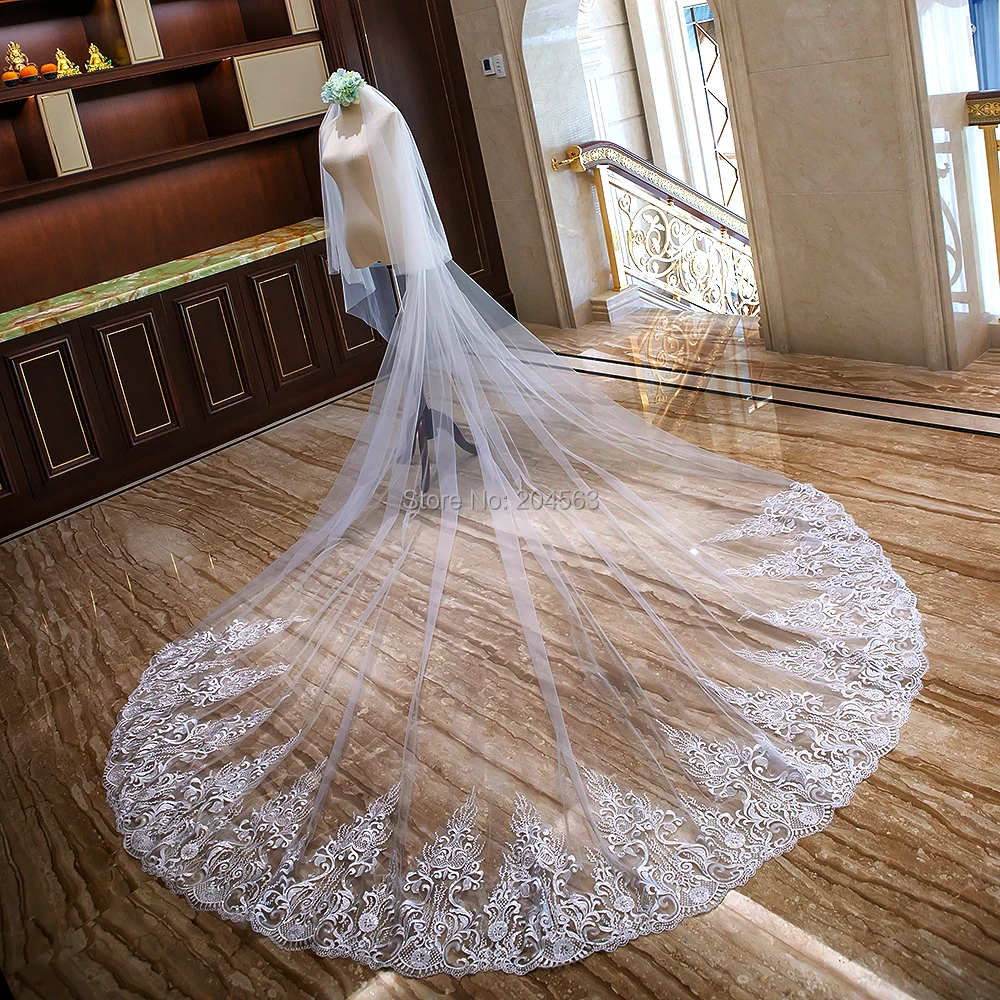 Stunning Two-Layer Luxury Lace Wedding Veil 4 Meters Long Bridal Veils with Comb AX
Stunning Two-Layer Luxury Lace Wedding Veil 4 Meters Long Bridal Veils with Comb AX