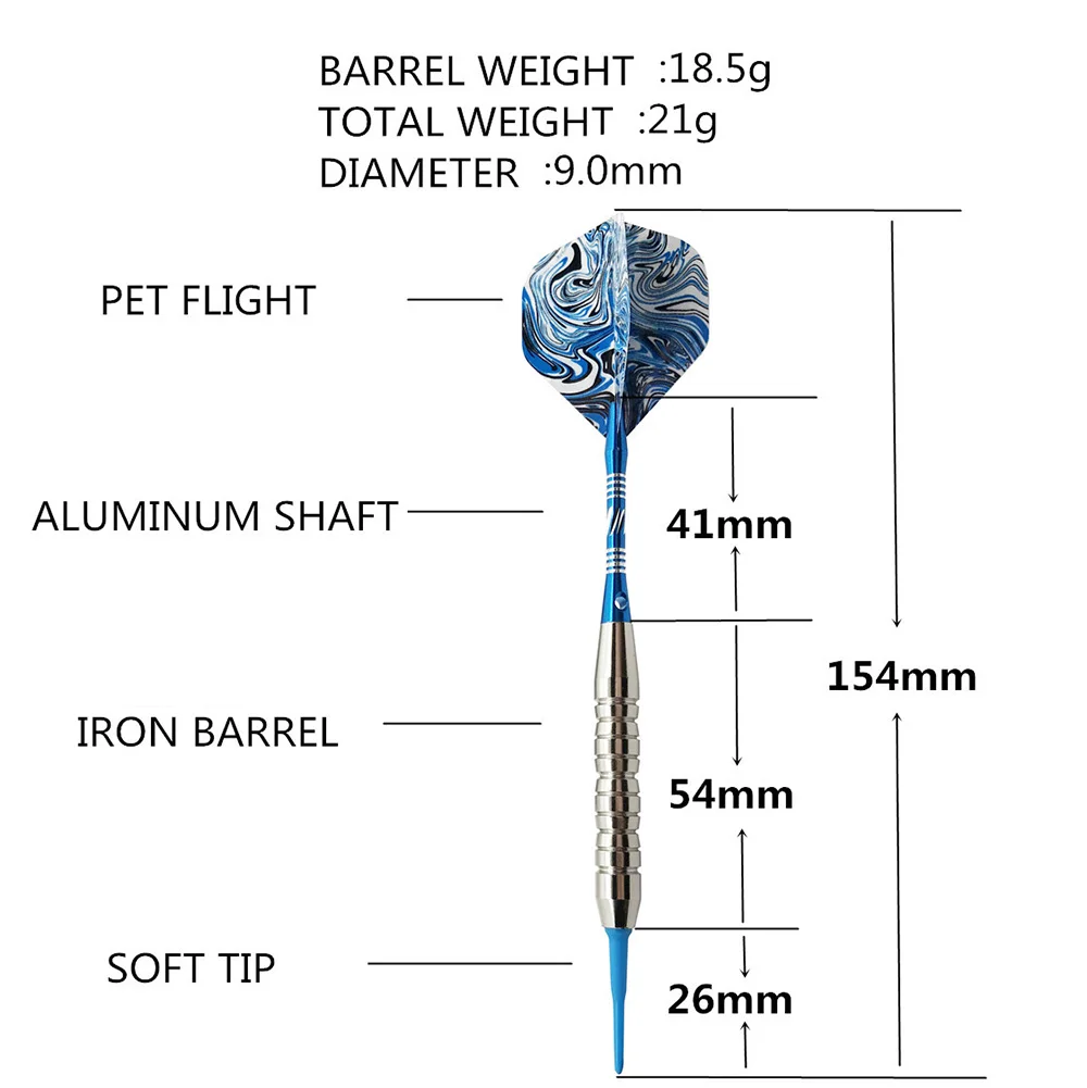 3 шт. 21 г Профессиональный безопасный набор Дартс мягкий пластиковый наконечник