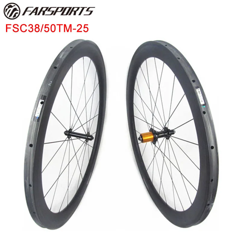 Lighweight carbon tubular wheelsets for bicycle 38mm front 50mm rear, Farsports hottseling wheelsets with ED Bitex hub, 260g/set
Lighweight carbon tubular wheelsets for bicycle 38mm front 50mm rear, Farsports hottseling wheelsets with ED Bitex hub, 260g/set