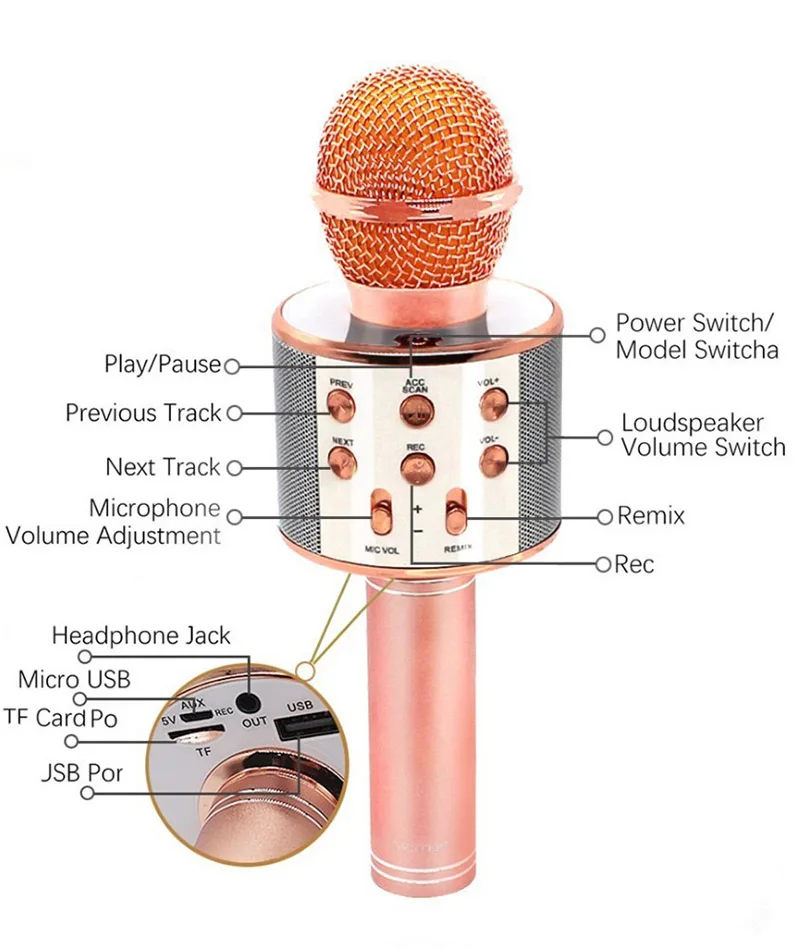 Новый беспроводной Bluetooth микрофон динамик высококлассный ручной для караоке