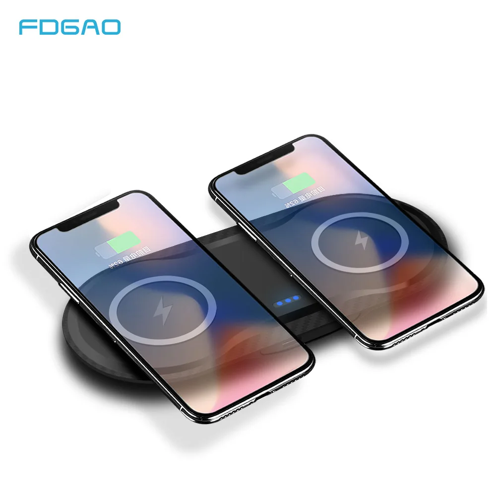 Беспроводное зарядное устройство FDGAO Dual QI для iPhone 12 11 Pro XS XR X 8 Samsung S21 S20 2 в 1