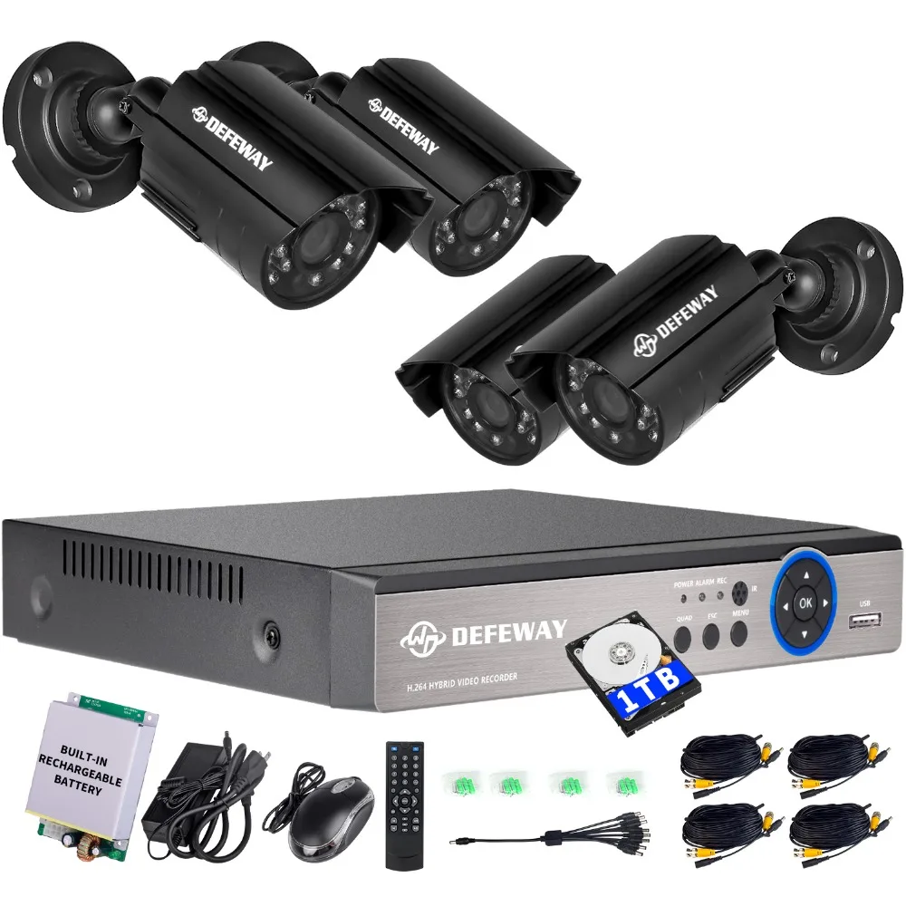 DEFEWAY 8CH 1200TVL 720P HD камера видеонаблюдения системы безопасности 1080N домашнего DVR Kit 1