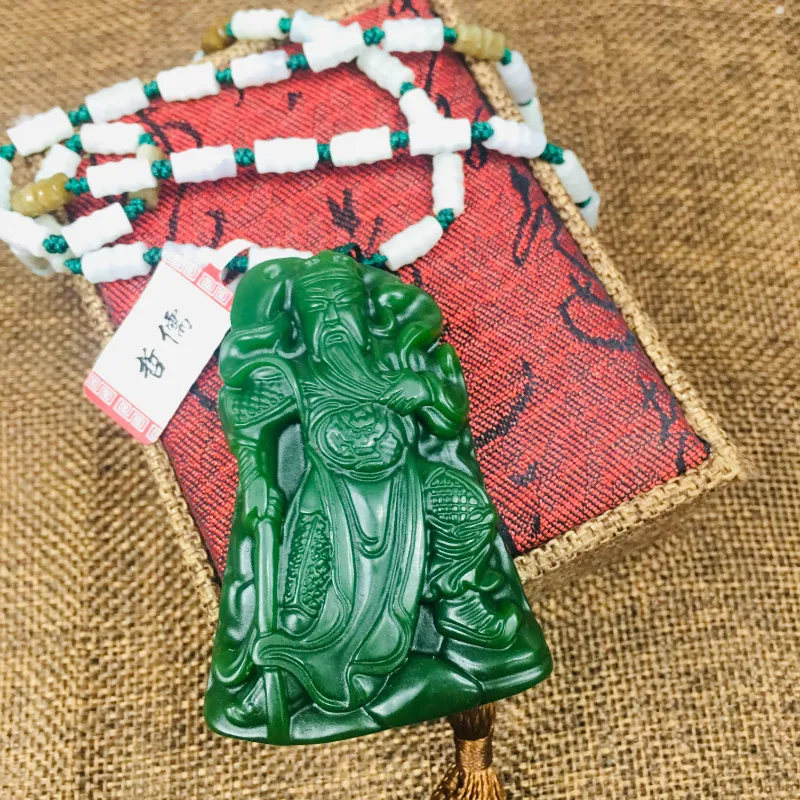 New natural JADESt pendant carved green Guan Gong pendant with three colored beads chain sweater chain
New natural JADESt pendant carved green Guan Gong pendant with three colored beads chain sweater chain