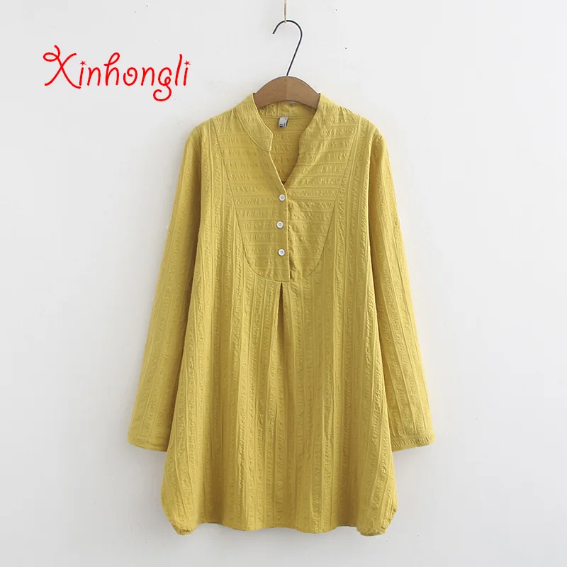 Plus size Dobby cotton women loose stand collar blouse 2020 spring autumn NEW casual ladies solid navy white shirts female tops
Plus size Dobby cotton women loose stand collar blouse 2020 spring autumn NEW casual ladies solid navy white shirts female tops