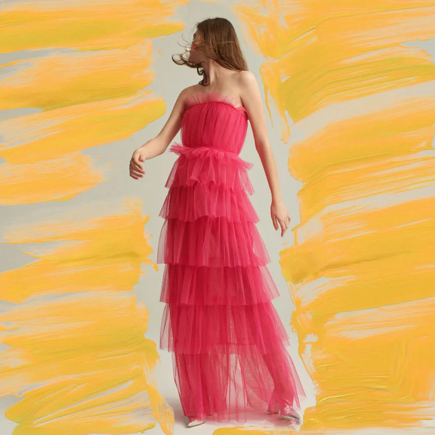 2019 Chic Prom Gowns Long Formal Dress Fashion Strapless Tiered Tulle Unique Evening Party Dress Robe de soiree Cheap Custom
2019 Chic Prom Gowns Long Formal Dress Fashion Strapless Tiered Tulle Unique Evening Party Dress Robe de soiree Cheap Custom