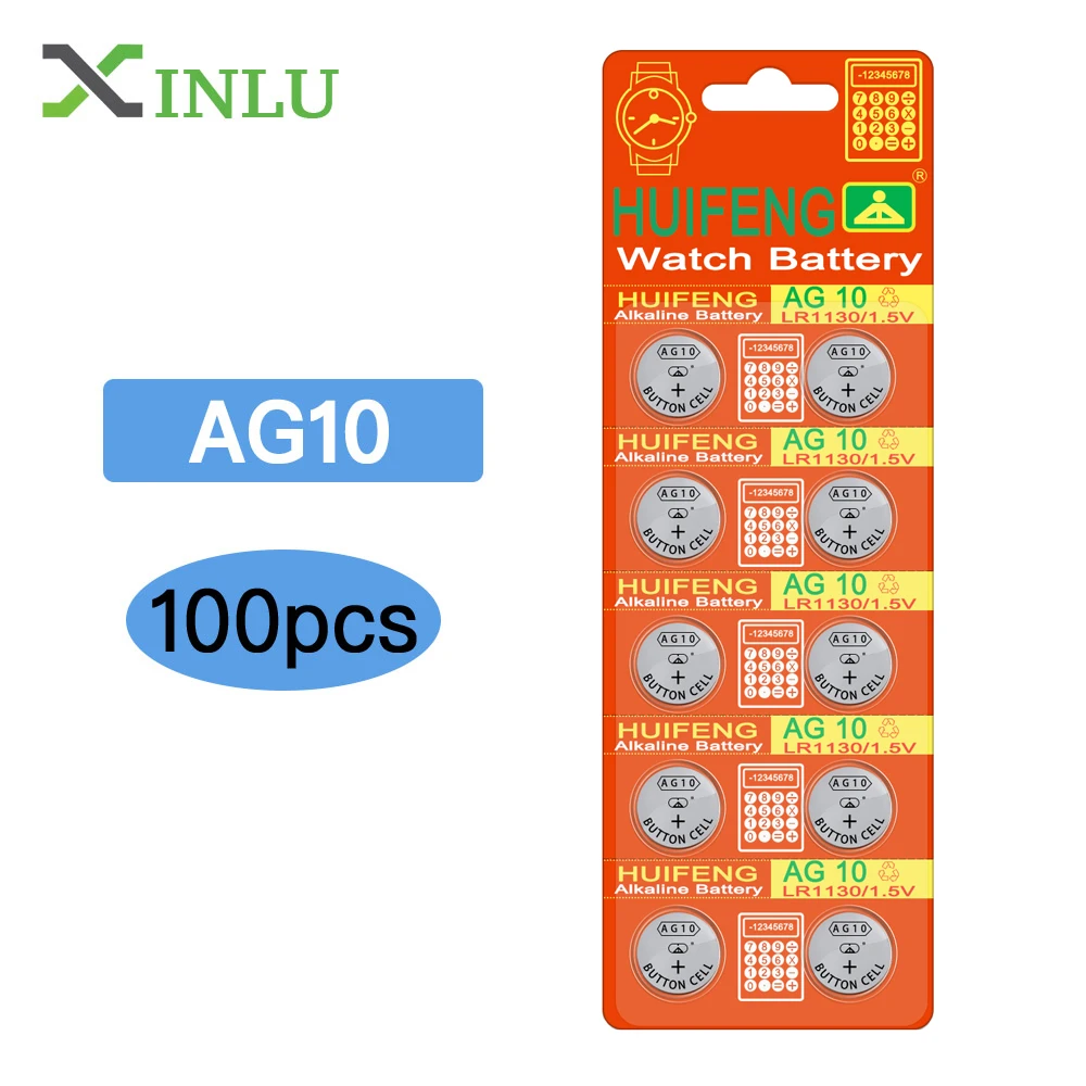 Hot Selling 1lot=10packs=100pcs AG10 LR1130 389 LR54 SR54 SR1130W 189 L1130 Button Cell coin battery for watch ,XINLU battery
Hot Selling 1lot=10packs=100pcs AG10 LR1130 389 LR54 SR54 SR1130W 189 L1130 Button Cell coin battery for watch ,XINLU battery