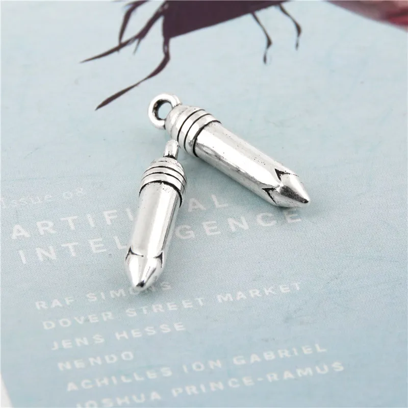 20Pcs Silver Color Pencil Charms School Gift Pendant Making Classic DIY Necklaces Accessories Jewelry 20x2mm A3127 | Украшения и
