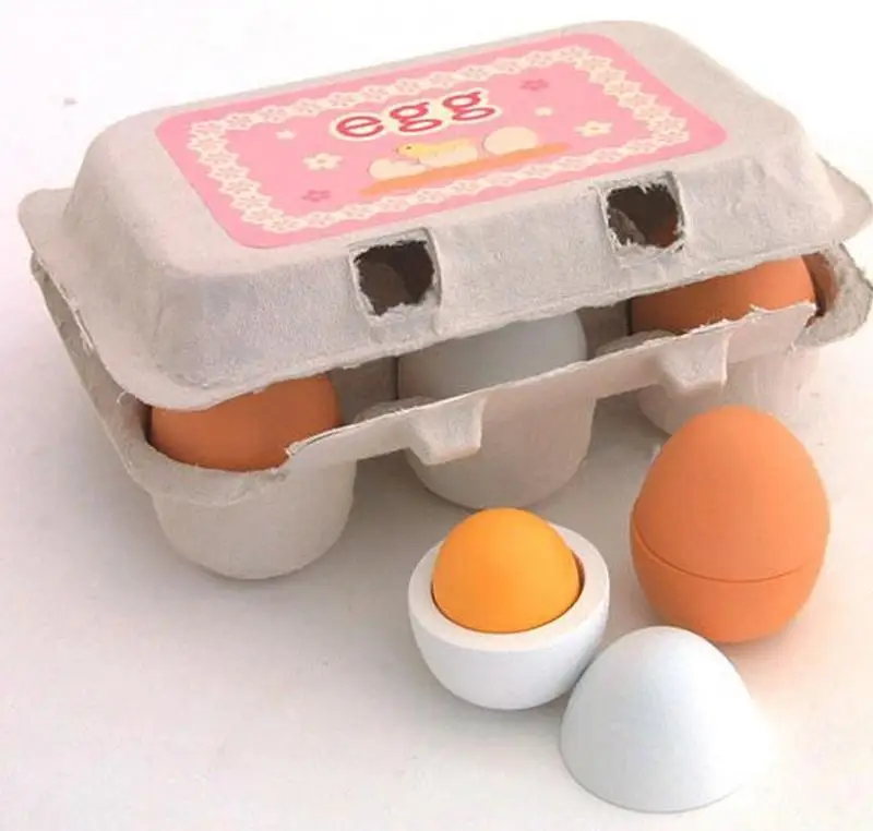 Wooden simulation egg duck egg group 6 boxed baby young children play house cognitive toy egg wholesale
Wooden simulation egg duck egg group 6 boxed baby young children play house cognitive toy egg wholesale