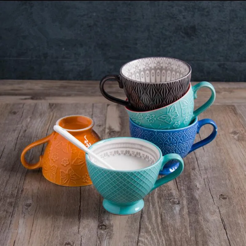 Ceramic hand painted coffee cup Creative vintage cup Cafe bar supplies Embossed personality breakfast cup
Ceramic hand painted coffee cup Creative vintage cup Cafe bar supplies Embossed personality breakfast cup