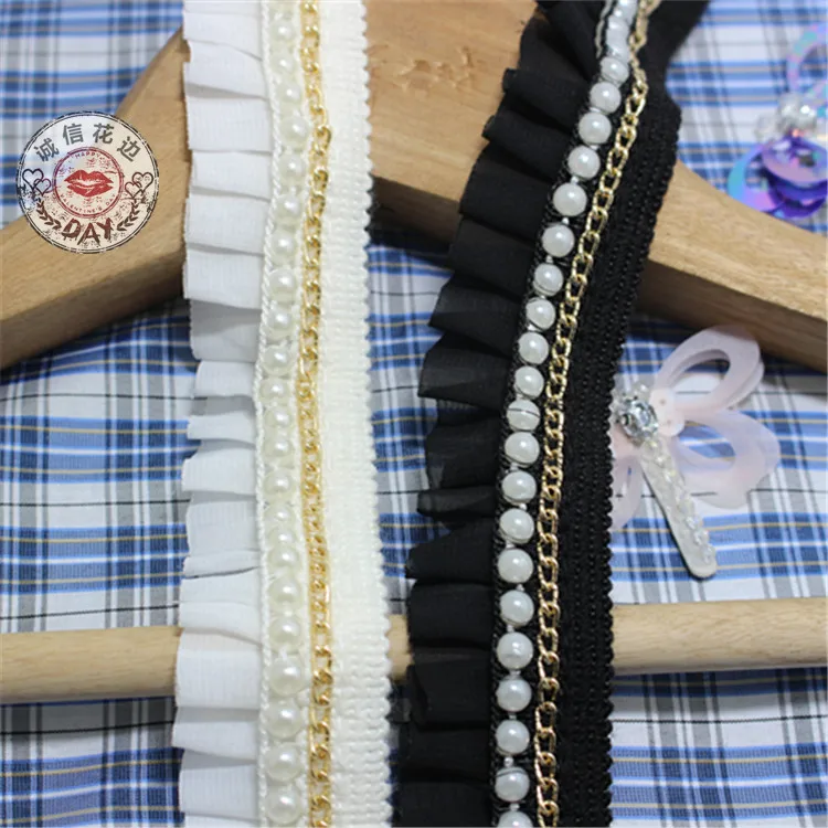10Yds/Lot Craft Clothes Sewing Accessories 3.3cm Wide Lace Ribbon DIY Headdress Decorated Chiffon Fabric Beads Lace Trim Pleated
10Yds/Lot Craft Clothes Sewing Accessories 3.3cm Wide Lace Ribbon DIY Headdress Decorated Chiffon Fabric Beads Lace Trim Pleated