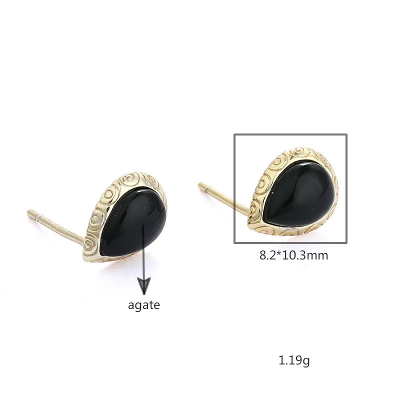 Vintage Water Drop Black Agate 18k Gold Stud Earrings For Women 100% 925 Sterling Silver High Quality Fine Jewelry Flyleaf
Vintage Water Drop Black Agate 18k Gold Stud Earrings For Women 100% 925 Sterling Silver High Quality Fine Jewelry Flyleaf
