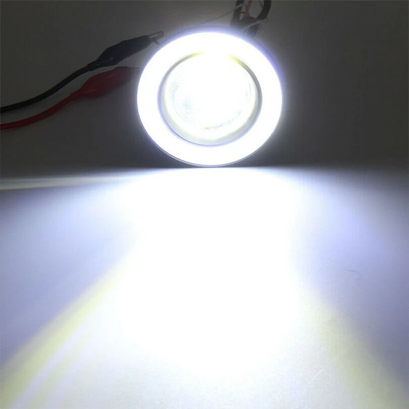 2Pcs 2.5" Inch Car Projector LED Fog Light COB Halo Angel Eye Ring Bulb White