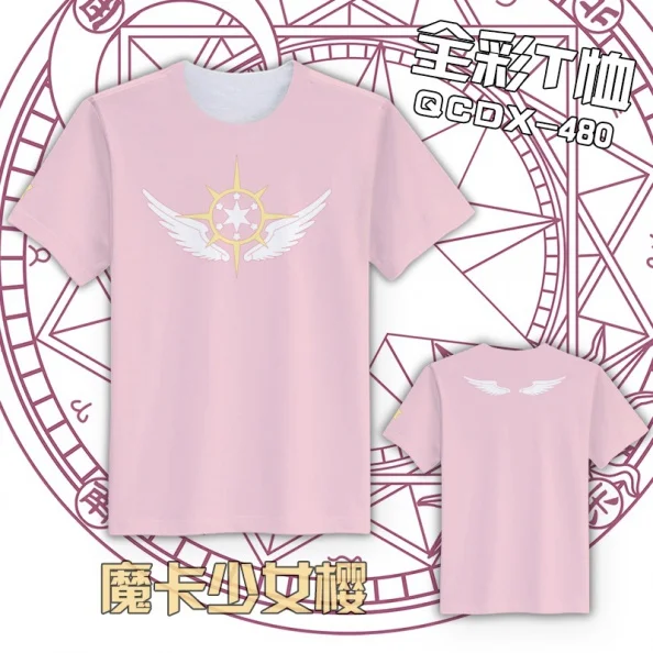 Японская карта аниме Captor Sakura Футболка модная рубашка Повседневная футболка с