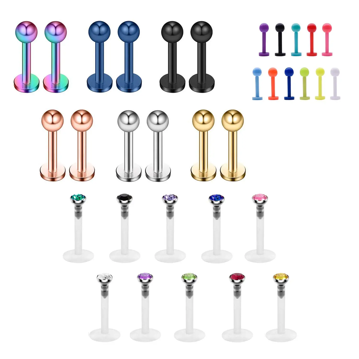 JFORYOU 16G Lip Rings Labret Studs Surgical Steel Hypoallergenic Bioplast Labret Piercing Set
JFORYOU 16G Lip Rings Labret Studs Surgical Steel Hypoallergenic Bioplast Labret Piercing Set