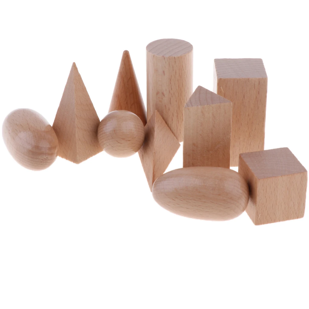 Montessori Educational Toys - Set of 10 Wooden Geometric Solids, 3D Shapes 
Montessori Educational Toys - Set of 10 Wooden Geometric Solids, 3D Shapes