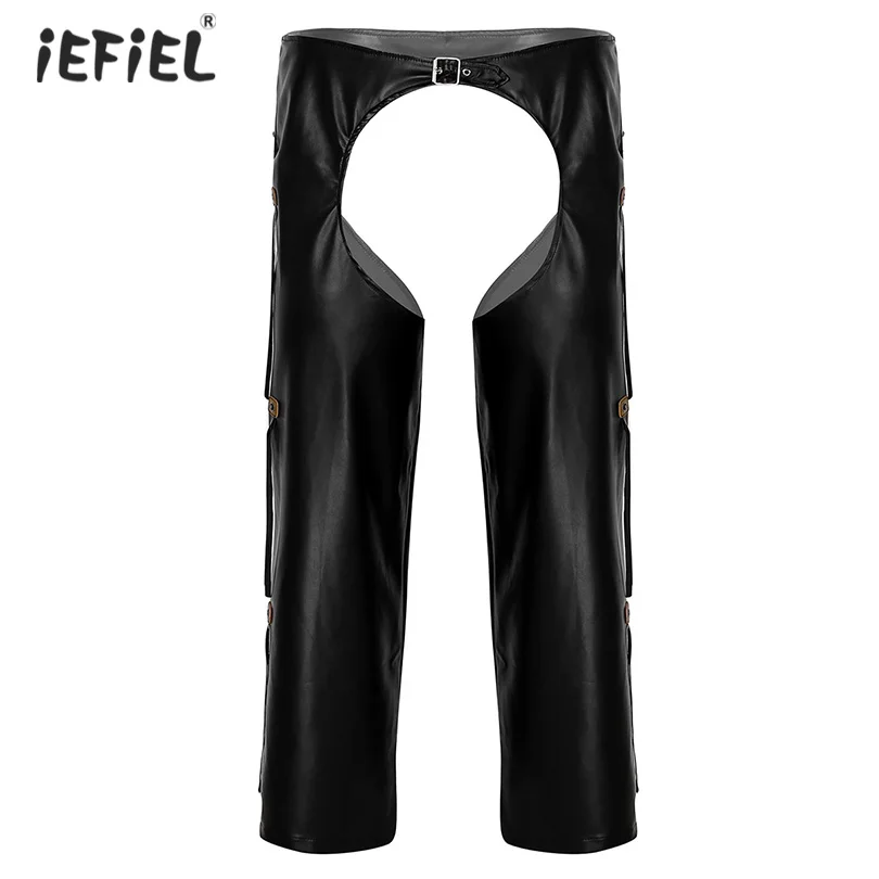 Gay Fetish Men West Cowboy Costume Latex Pants Clubwear Pole Dance Faux Leather Crotchless Loose Long Exotic Pants with Buckled
Gay Fetish Men West Cowboy Costume Latex Pants Clubwear Pole Dance Faux Leather Crotchless Loose Long Exotic Pants with Buckled
