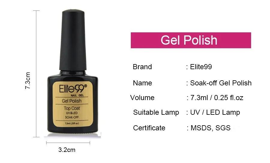 Elite99 7.3ML Base Top Coat UV Gel Nail Polish 10ml Soak Off Long Lasting Primer Lacquer Nail Manicure Vernis Semi Permanent
Elite99 7.3ML Base Top Coat UV Gel Nail Polish 10ml Soak Off Long Lasting Primer Lacquer Nail Manicure Vernis Semi Permanent