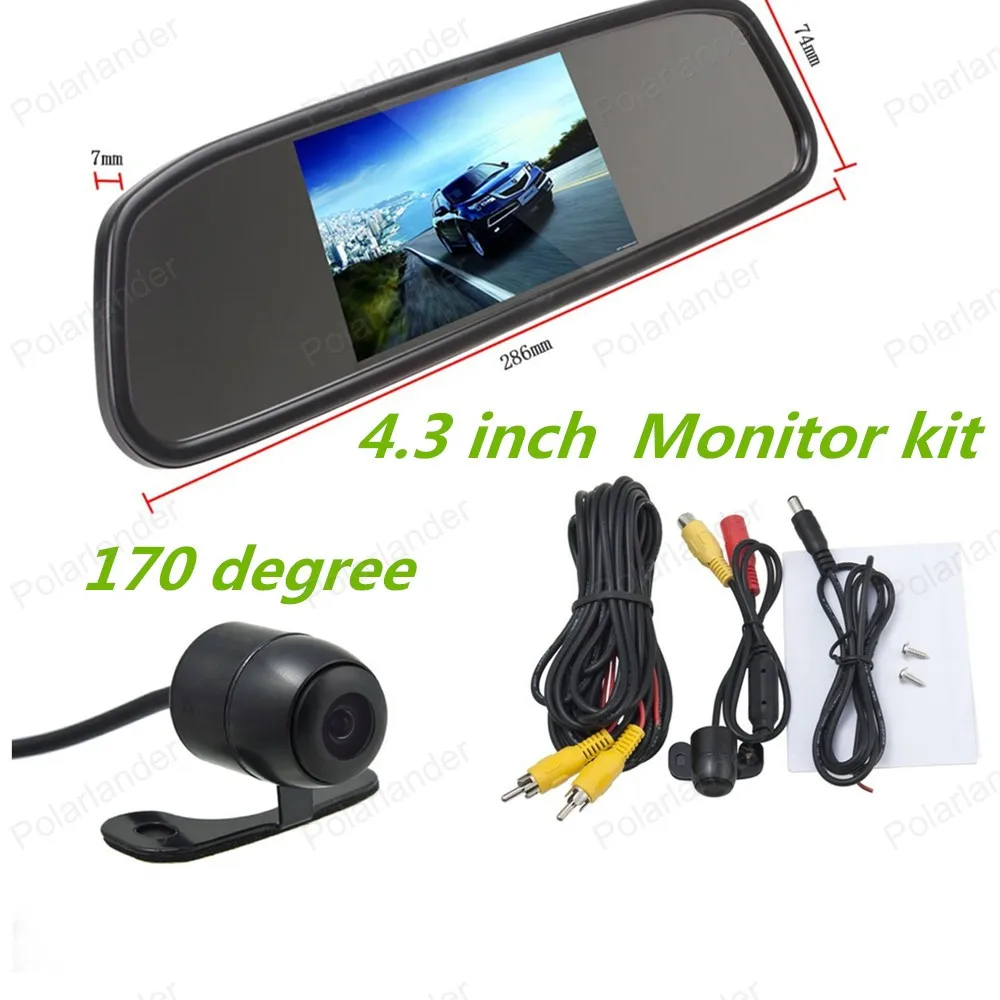 4.3 inch TFT LCD Rearview Mirror Monitor kit for Car Rear reversing backup+ 170 degree reverse parking camera
4.3 inch TFT LCD Rearview Mirror Monitor kit for Car Rear reversing backup+ 170 degree reverse parking camera