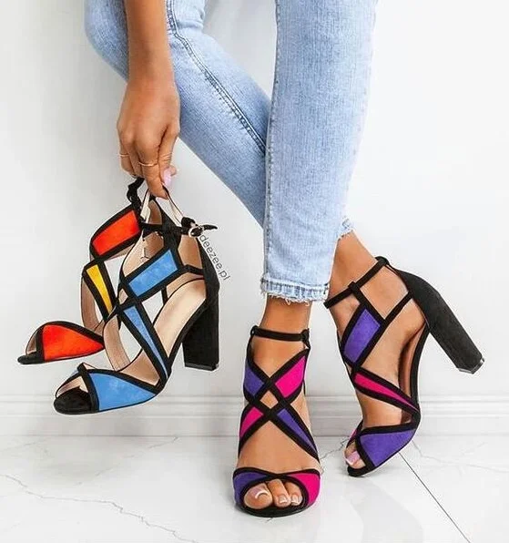 New Arrivals Colorful Block Heels Women Sandals Cut-out Peep Toe Geometric Patchwork Women Sqaure Heels Sandals High Heel Shoes
New Arrivals Colorful Block Heels Women Sandals Cut-out Peep Toe Geometric Patchwork Women Sqaure Heels Sandals High Heel Shoes