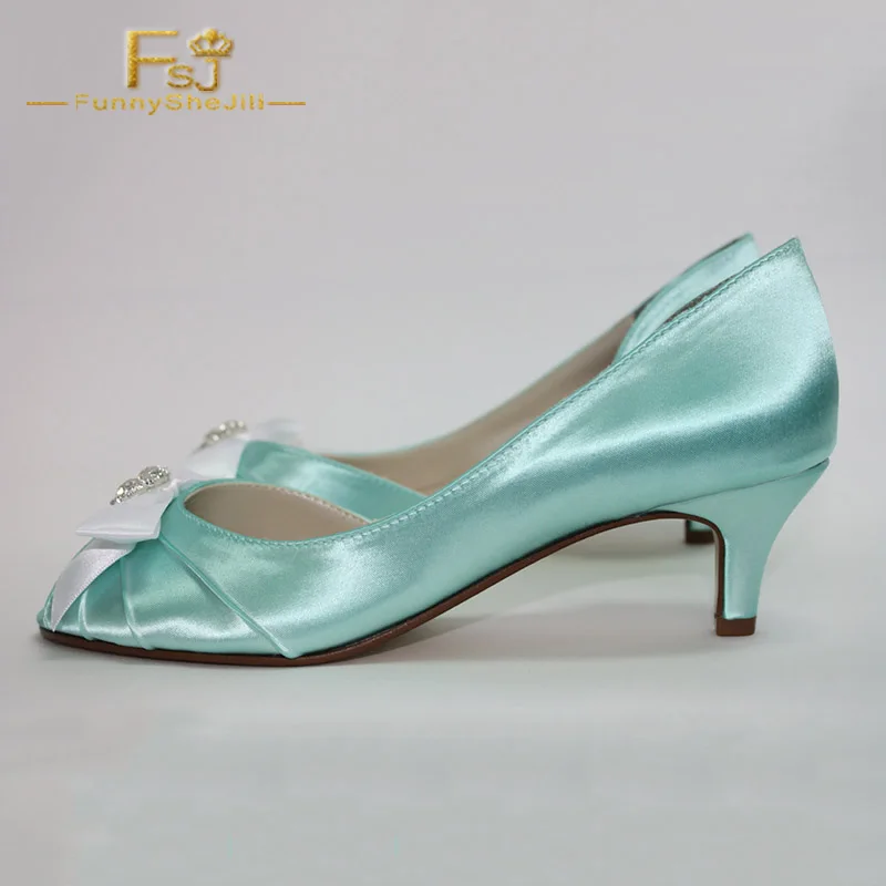 Turquoise Satin Rhinestone Bow Wedding Shoes Peep Toe Kitten Heels Pump Spring Autumn Wedding Elegant Shoes Woman Size 16 FSJ
Turquoise Satin Rhinestone Bow Wedding Shoes Peep Toe Kitten Heels Pump Spring Autumn Wedding Elegant Shoes Woman Size 16 FSJ