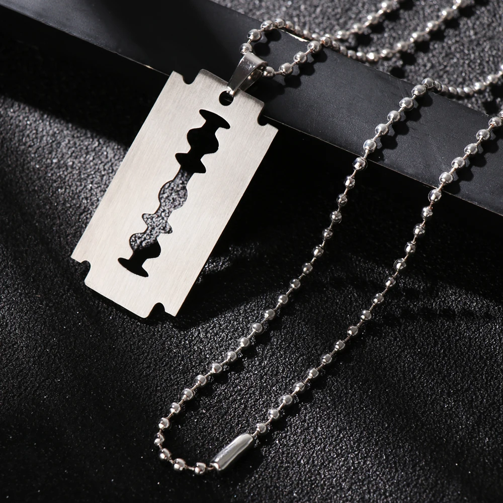 Fashion Stainless Steel Razor Blades Pendant Necklaces Men Women Cool Steel Male Shaver Shape 2019 Hip Hop Necklace for Men
Fashion Stainless Steel Razor Blades Pendant Necklaces Men Women Cool Steel Male Shaver Shape 2019 Hip Hop Necklace for Men