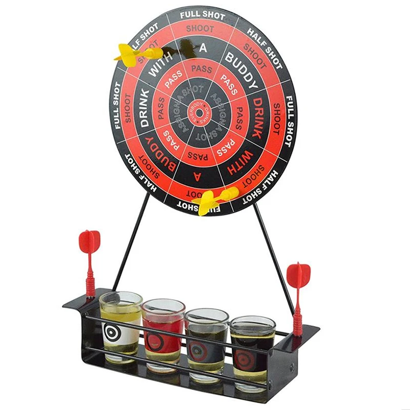 Мини игра для питья Dart Shot Party Games рулетка бар с 4 стеклянными чашками и 1 целевой
