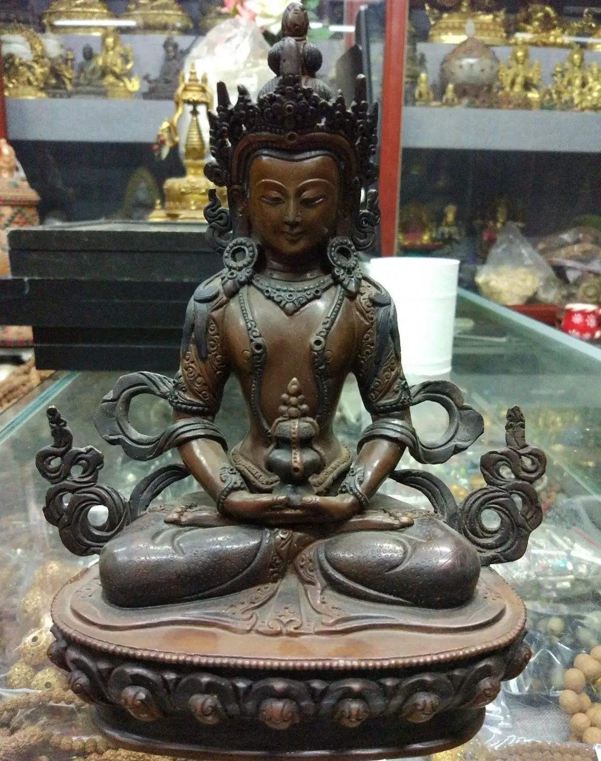 9" China Tibet red copper carved Buddhism Amitayus Buddha Sculpture Statue
9" China Tibet red copper carved Buddhism Amitayus Buddha Sculpture Statue