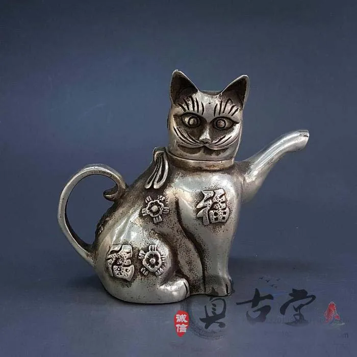 white Copper TOP collection # Home OFFICE Decor Vintage CAT sculpture small WINE tea pot Decoration Tibetan Silver Brass
white Copper TOP collection # Home OFFICE Decor Vintage CAT sculpture small WINE tea pot Decoration Tibetan Silver Brass