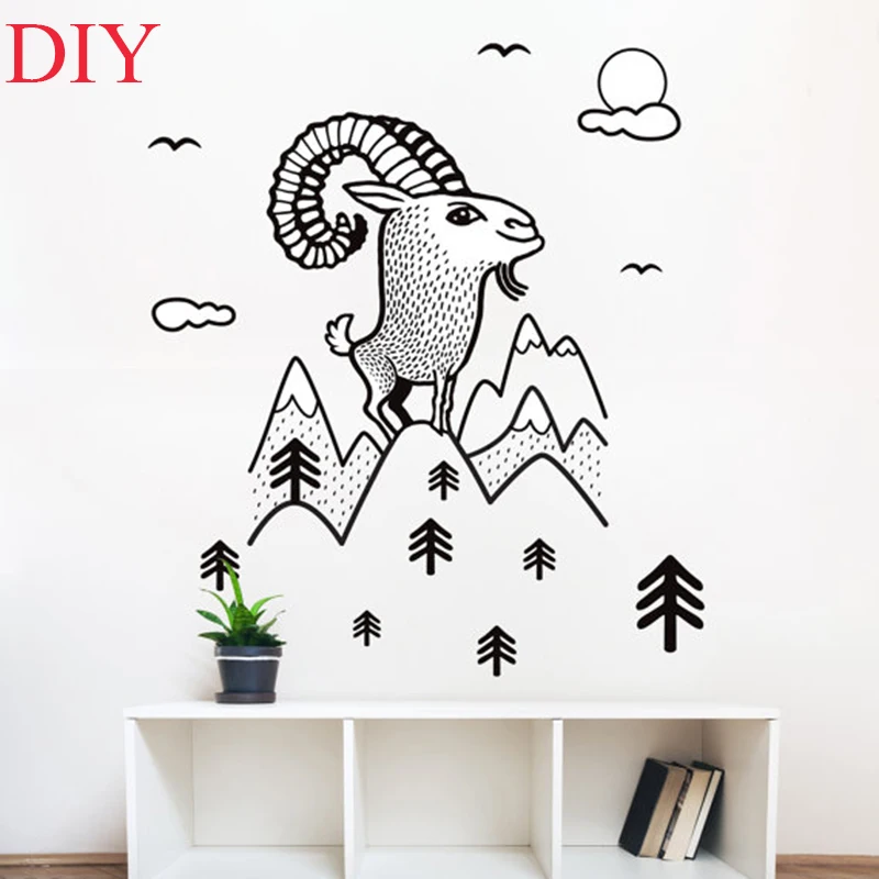 DIY Mountain Goat Wall Sticker Cute Animal Vinyl Wall Decals Home Decor Tree With Clounds Wall Art Mural For Nursery L265
DIY Mountain Goat Wall Sticker Cute Animal Vinyl Wall Decals Home Decor Tree With Clounds Wall Art Mural For Nursery L265