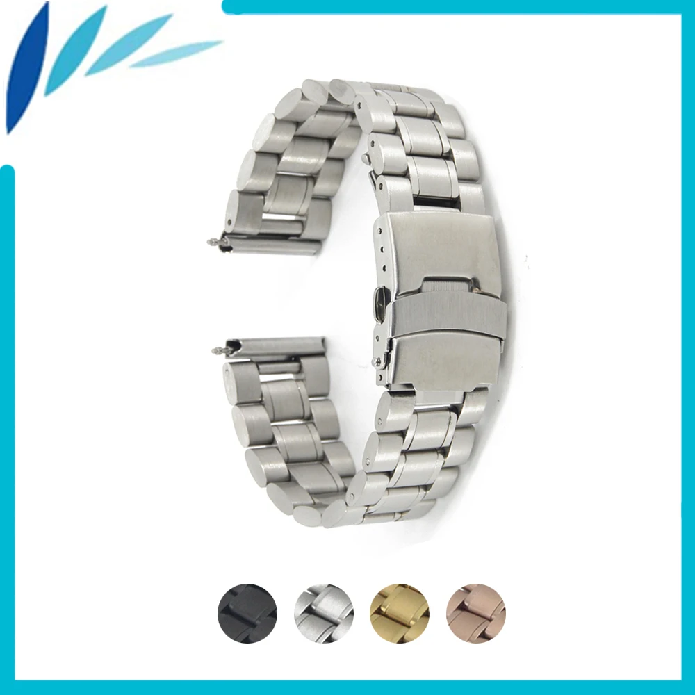 

Stainless Steel Watch Band 16mm 18mm 20mm 22mm 24mm for Citizen Safety Clasp Strap Loop Belt Bracelet Black Rose Gold Silver