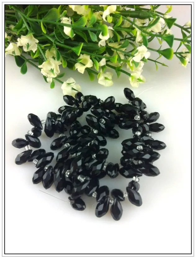 

Wholesale 100pcs/lot Black Teardrop Beads 6x12mm Faceted Crystal Glass Beads For Jewelry Making Favor Craft Bracelet DIY Beads