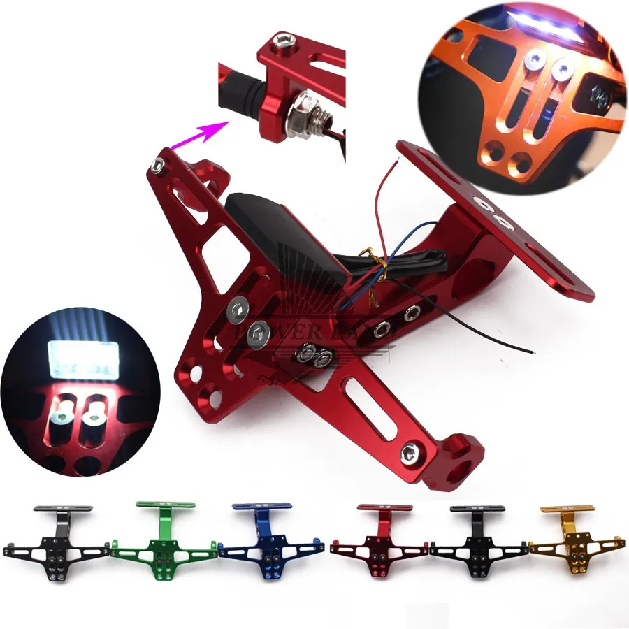Aluminum Motorcycle Rear License Plate Mount Holder+White 6LEDS 3Wires Flash Light Universal for Honda Yamaha KTM Suzuki BMW
Aluminum Motorcycle Rear License Plate Mount Holder+White 6LEDS 3Wires Flash Light Universal for Honda Yamaha KTM Suzuki BMW