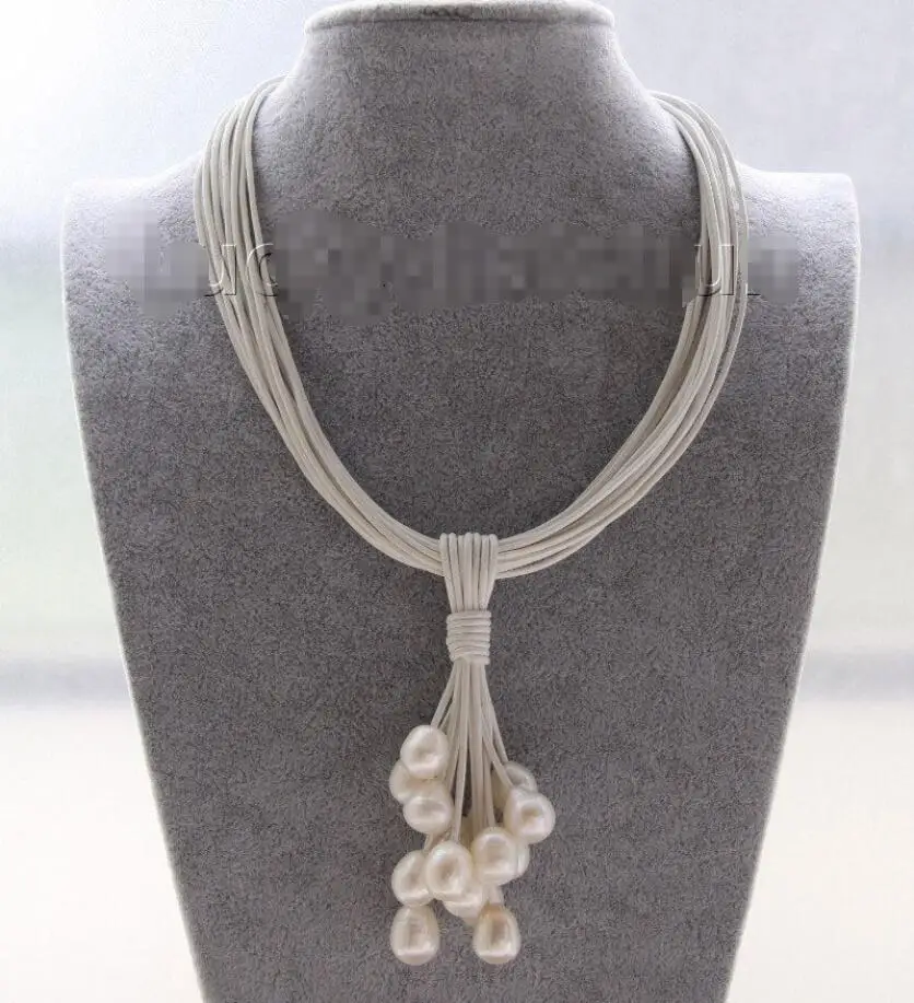 Free shipping hot sale Women Bridal Wedding Jewelry Choker 16" 15row 14mm white pearls white leather Pendant necklace j9548
Free shipping hot sale Women Bridal Wedding Jewelry Choker 16" 15row 14mm white pearls white leather Pendant necklace j9548