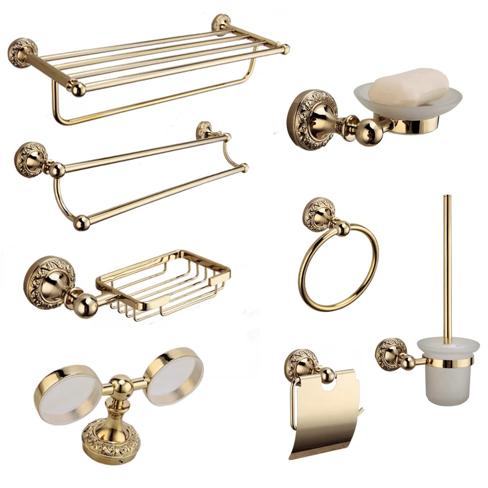 Solid brass bathroom accessories antique gold polished robe hooks towel ring wall mounted bathroom hardware set products
Solid brass bathroom accessories antique gold polished robe hooks towel ring wall mounted bathroom hardware set products