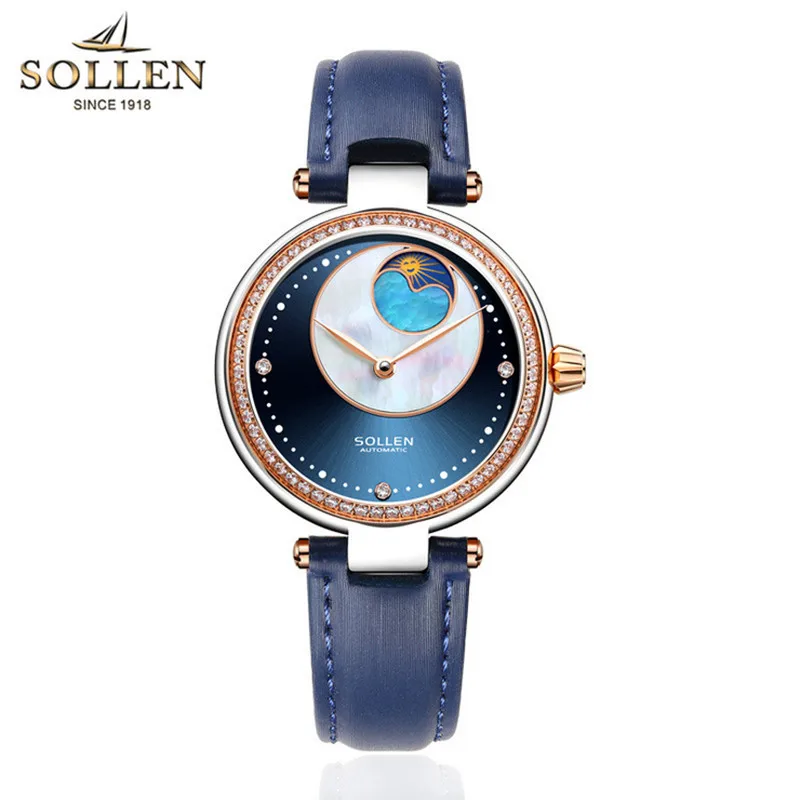 Luxury Brand Women Moon Phase Crystals Watches Real Leather Dress Wristwatch Self-winding Mechanical Watch Shell Relogios 2-hand
Luxury Brand Women Moon Phase Crystals Watches Real Leather Dress Wristwatch Self-winding Mechanical Watch Shell Relogios 2-hand