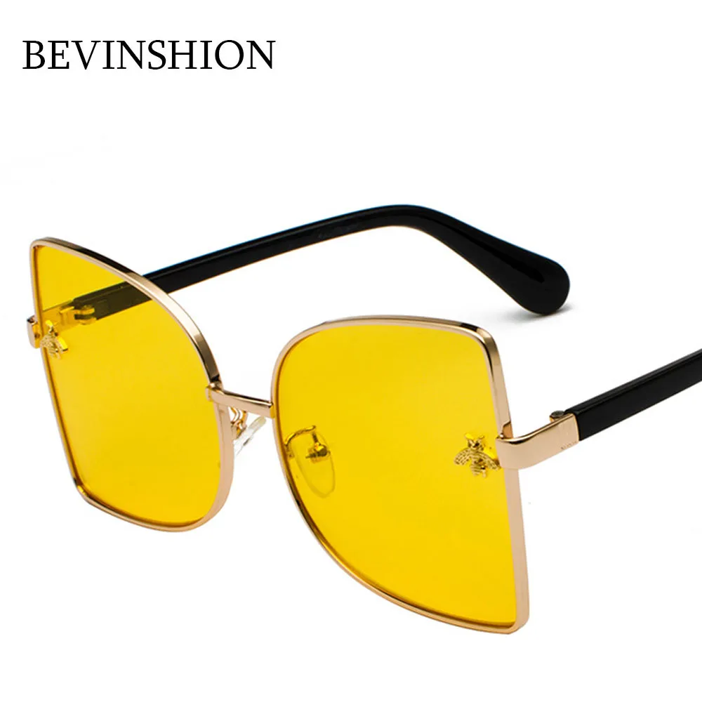 Брендовые Квадратные Солнцезащитные очки женские с тиснением в виде пчелы