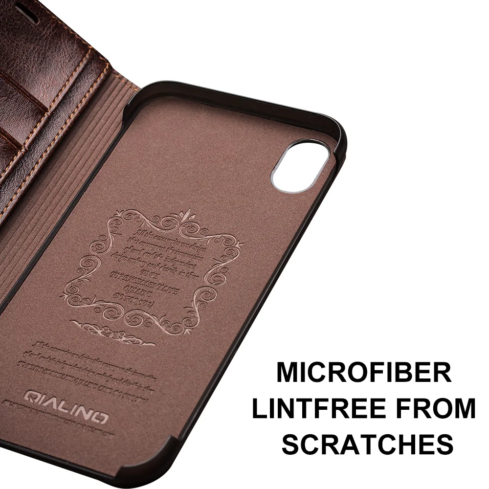 QIALINO Luxury Ultra Slim Phone Case for iPhone XS/XR Handmade Genuine Leather Wallet Card Slot Bag Flip Cover for iPhone XS Max
QIALINO Luxury Ultra Slim Phone Case for iPhone XS/XR Handmade Genuine Leather Wallet Card Slot Bag Flip Cover for iPhone XS Max