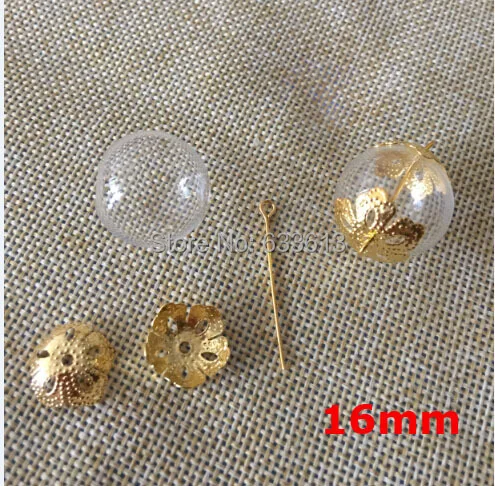300sets/lot 16mm Round Glass Bubble Vial&Flower ball cap & Eye pin findings DIY Glass Bottle Pendant, glass globes with two hole
300sets/lot 16mm Round Glass Bubble Vial&Flower ball cap & Eye pin findings DIY Glass Bottle Pendant, glass globes with two hole