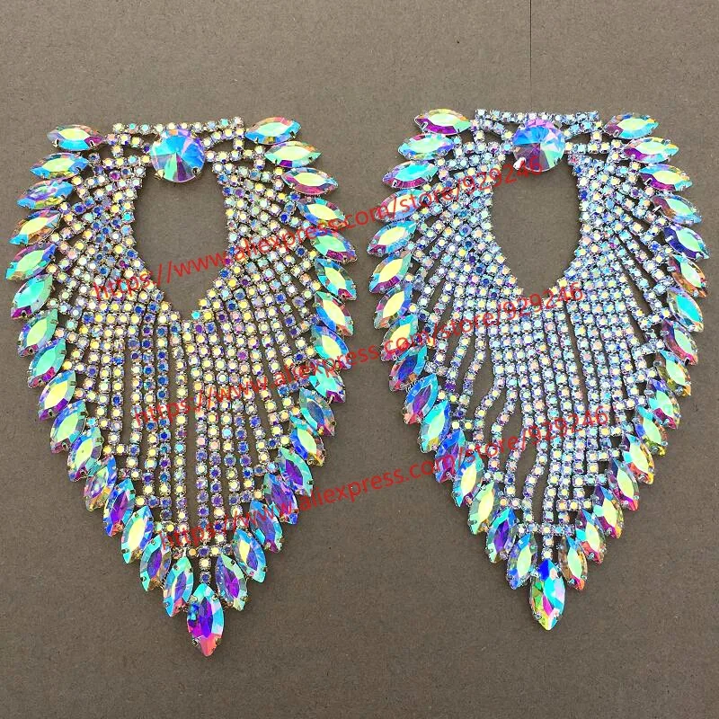 high-quality AB glass crystal heart applique for bags ornaments V shape gold rhinestone neckline for garments dress accessory
high-quality AB glass crystal heart applique for bags ornaments V shape gold rhinestone neckline for garments dress accessory