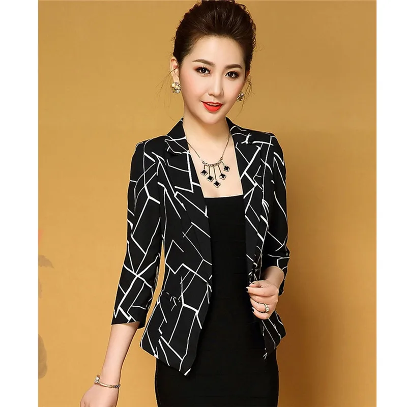 Spring Suit Blazer Women 2019 New Slim Seven-Point Sleeve Print Small Blazer Female Short Jacket OL Office Clothing Outerwear
Spring Suit Blazer Women 2019 New Slim Seven-Point Sleeve Print Small Blazer Female Short Jacket OL Office Clothing Outerwear