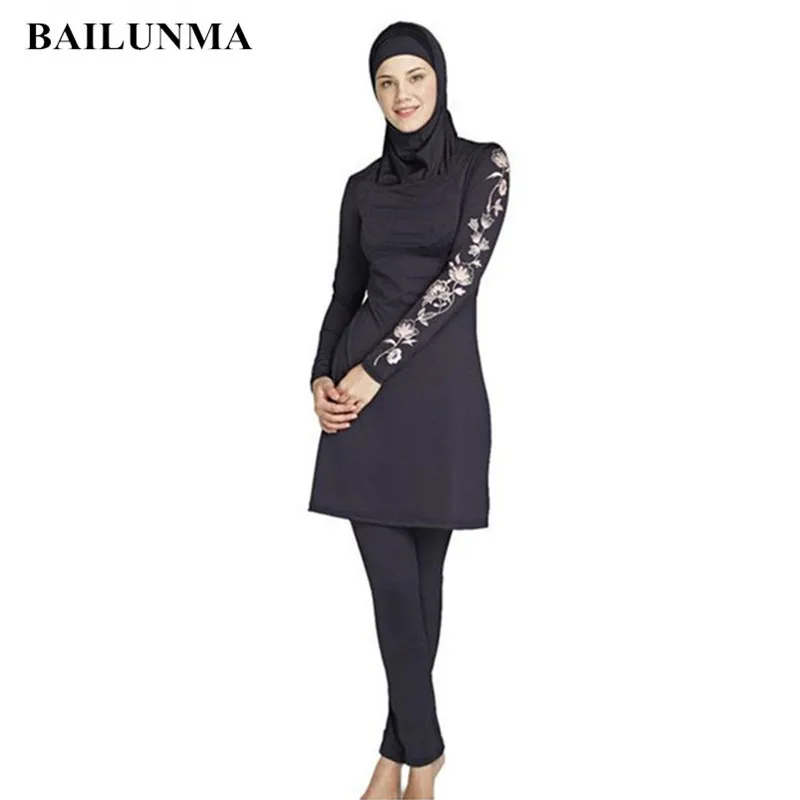 Islamic swim wear Muslim Costume Swimwear Hijab Modest Swimsuit for Women modest swimwear Black/Dark blue/Dark Red/Dark | Спорт и